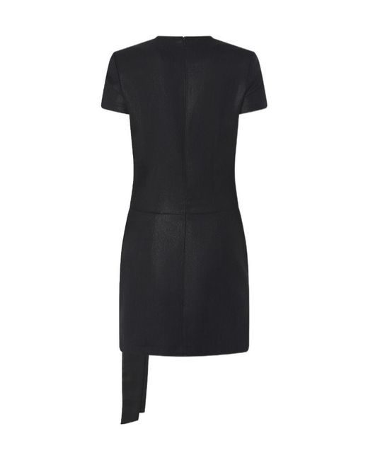 Pinko Black Short-Sleeve Draped Mini Dress