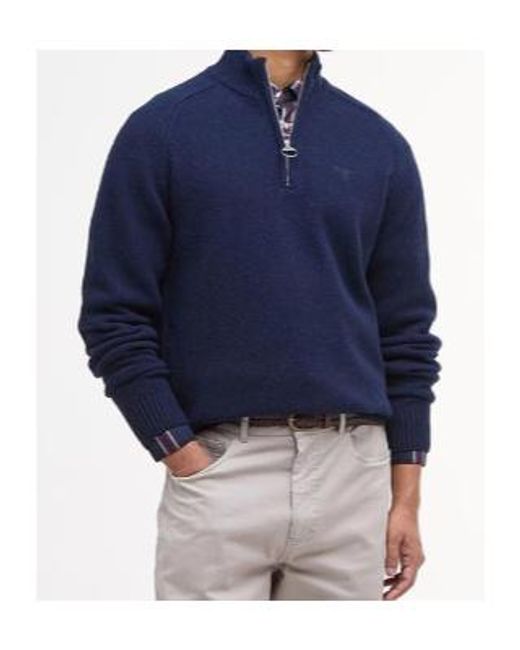 Barbour Blue Long-Sleeved Half-Zip Sweater for men