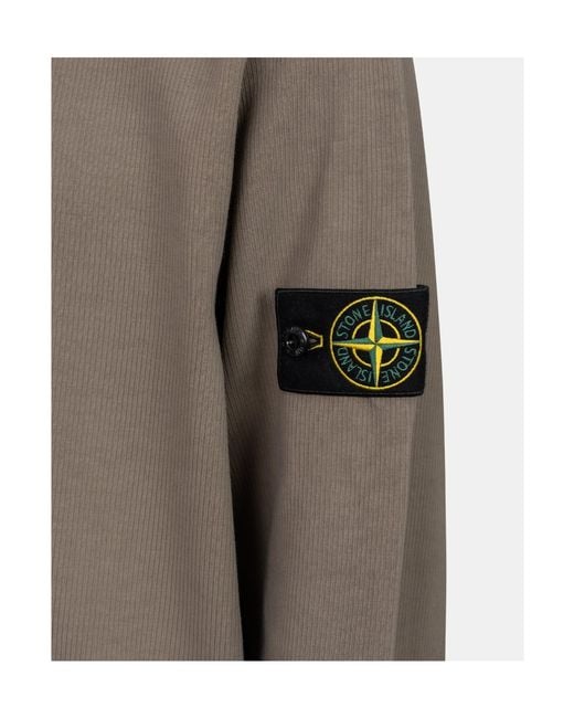 Stone Island Brown Logo-Patch Zip-Up Hoodie for men