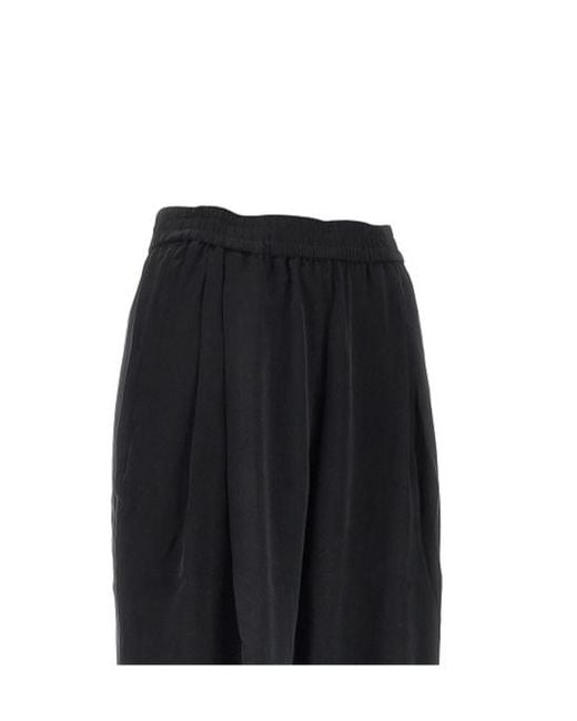 ANDAMANE Black Elastic-Waist Casual Trousers