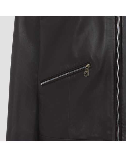Paul Smith Black Zip-Up Leather Jacket for men