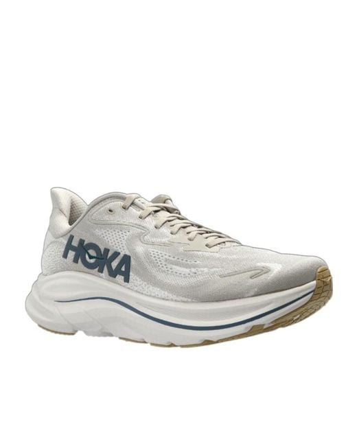 Hoka One One Gray Clifton 10 Lace-Up Sneakers for men
