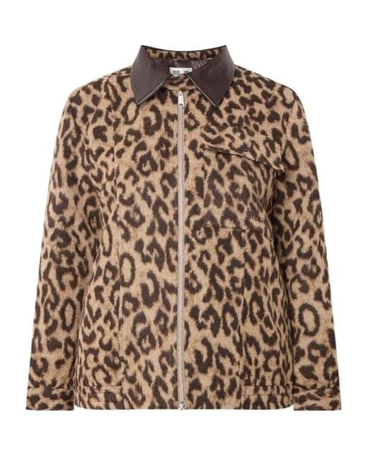 Baum und Pferdgarten Brown Leopard-Print Zip-Up Casual Jacket