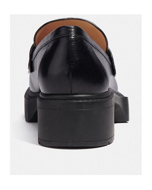 COACH Black Leah Chunky Sole Leather Loafers