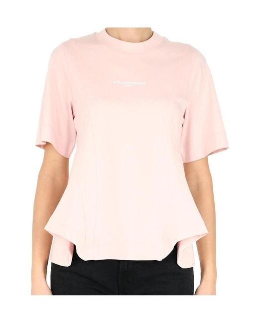 Stella McCartney Pink Godet-Detailed T-Shirt