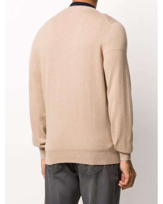 Brunello Cucinelli Natural Crew-Neck Fine-Knit Jumper for men