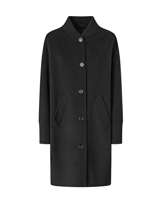 Pinko Black Tailored Wool Coat With Ribbed Details