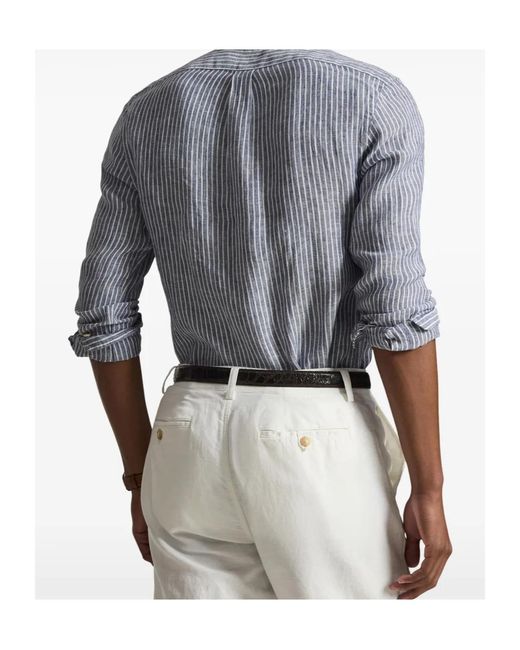 Polo Ralph Lauren Blue Logo Embroidered Striped Shirt for men