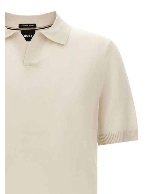 Boss White Short-Sleeved Polo Shirt for men