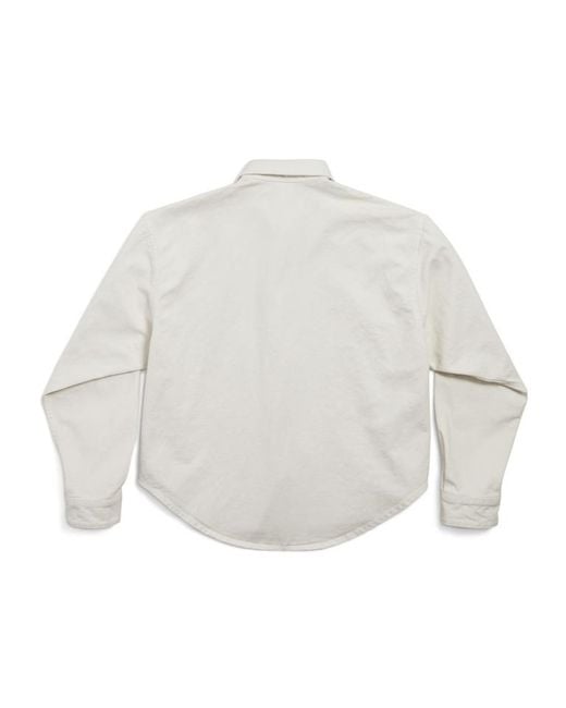 Balenciaga White Logo Embroidered Large Fit Shirt