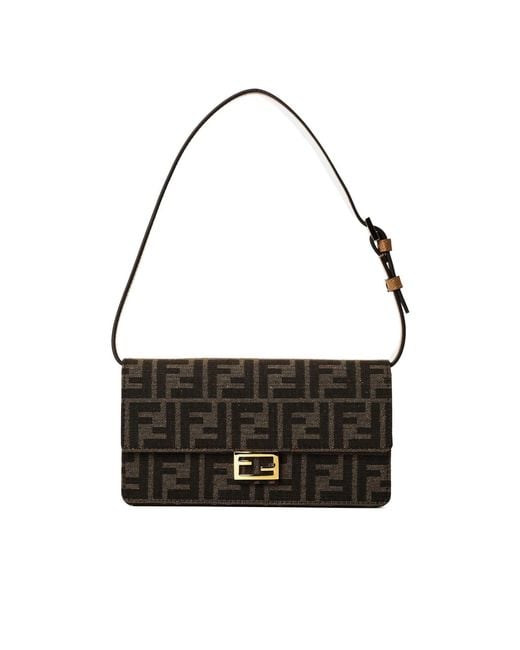 Fendi Black Monogram Printed Rectangular Shoulder Bag