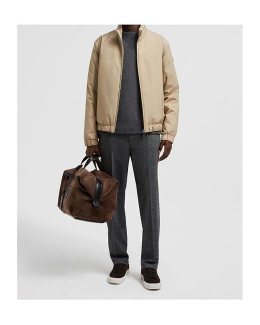 Moncler Gray Logo Patch Straight-Leg Pants for men