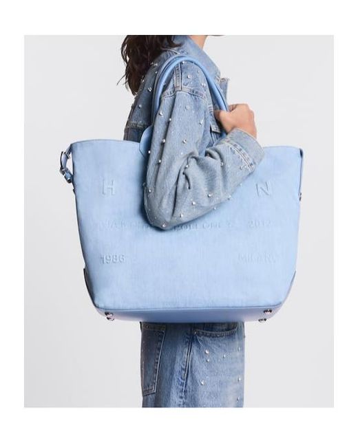 Hogan Blue Large Script Tote Bag