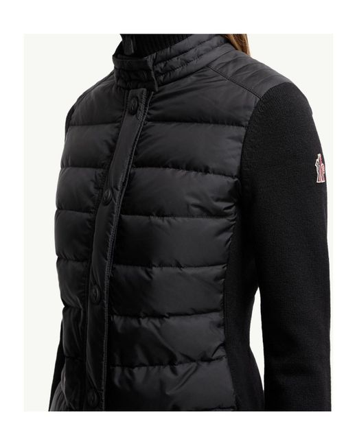 Moncler Black Padded Wool Blend Cardigan