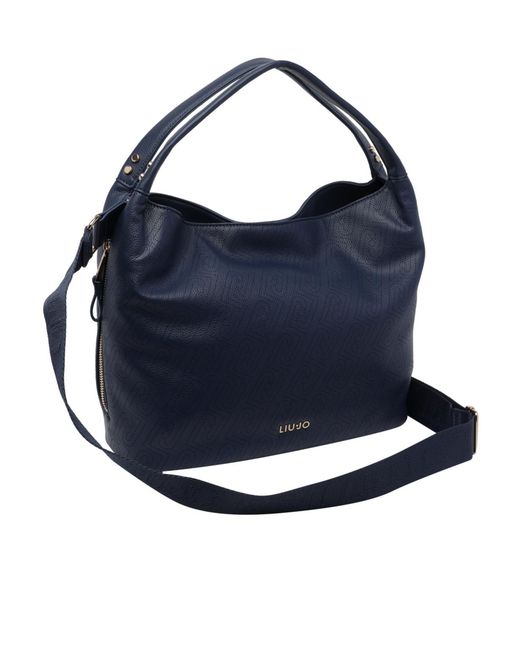 Liu Jo Blue Logo-Lettering Tote Bag