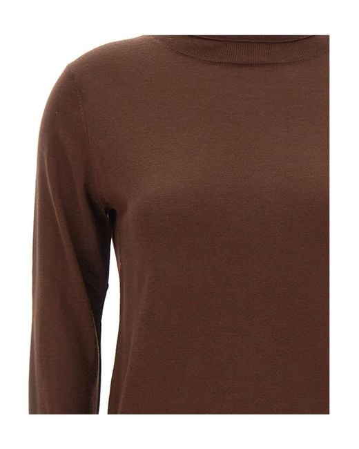 Aspesi Brown Long-Sleeved Turtleneck Knit Top