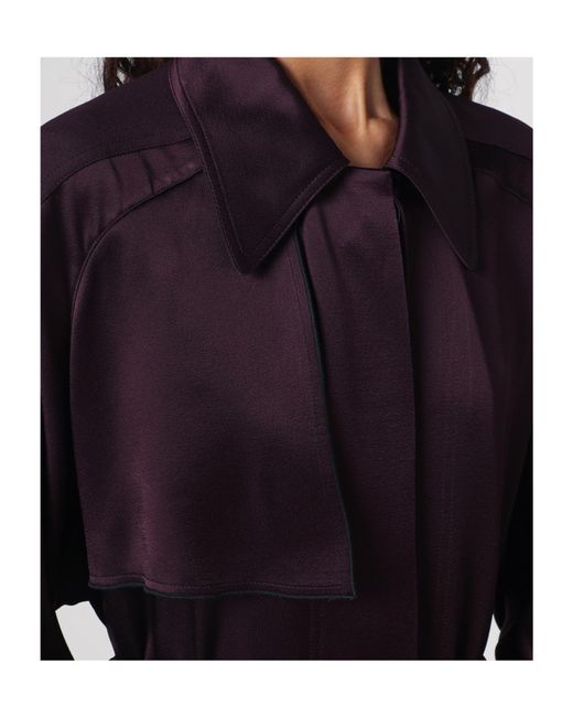 Victoria Beckham Purple Single-Breasted Trench Coat