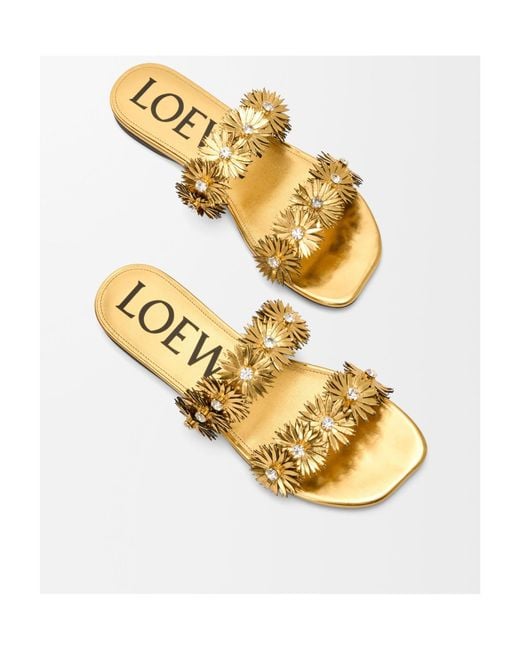 Loewe Metallic X Paula's Ibiza Calfskin Flower Sandals