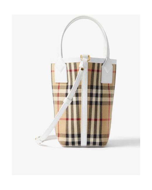 Burberry White London Mini Tote Bag