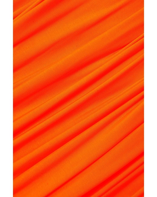 Alex Perry Orange Ruched Stretch Jersey Strapless Dress