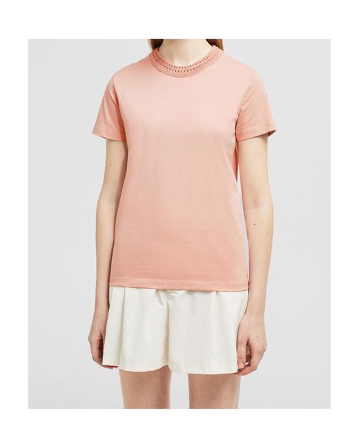 Moncler Pink Crochet Accent T-Shirt