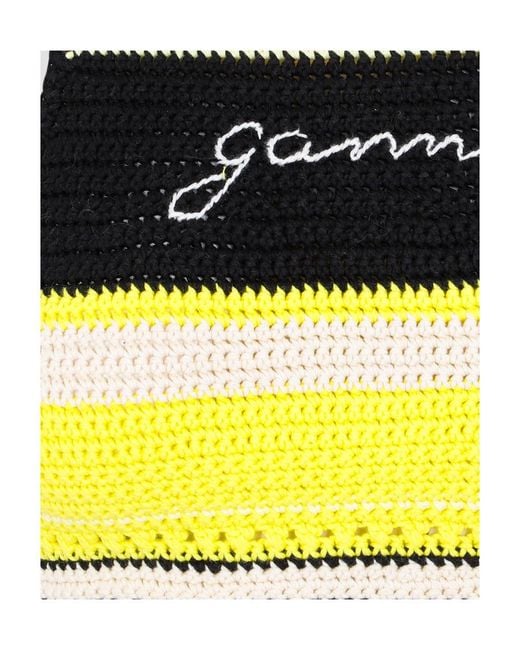 Ganni Yellow Crochet Racerback Bikini Top