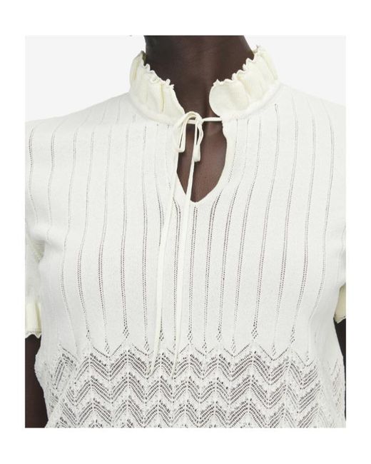 McQueen White Pointelle Knit Top