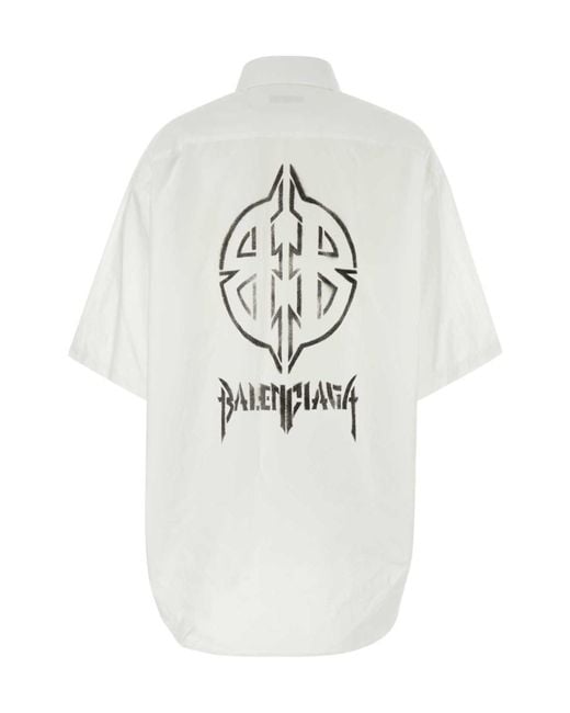 Balenciaga White Bb Stencil Large Fit Shirt for men