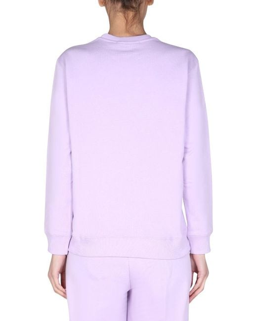 MSGM Purple Logo-Print Crew Sweatshirt