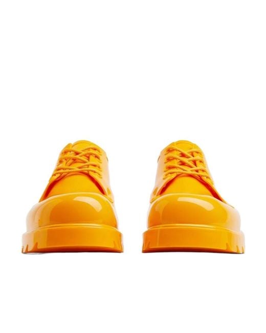 Bottega Veneta Orange Rubber Lace-Up Casual Shoes for men