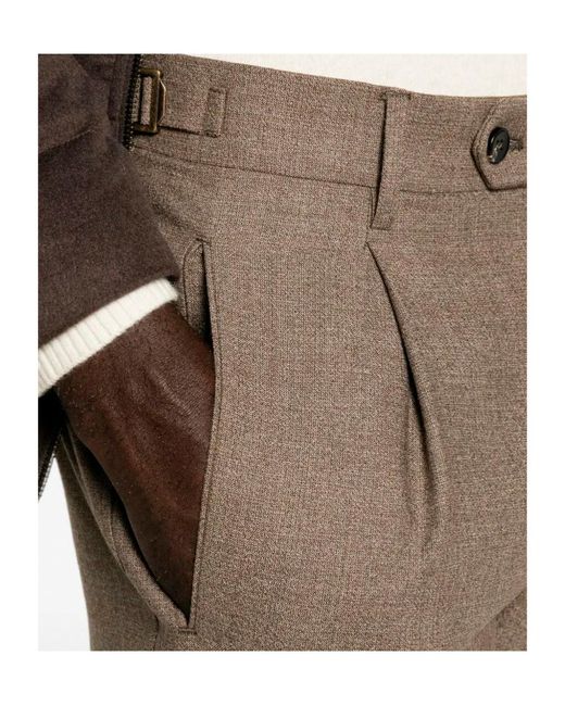 Berwich Gray Pleated Wool Trousers for men