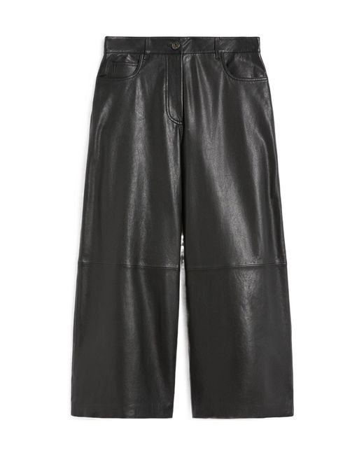 Weekend by Maxmara Gray Wide Leg Leather Trousers