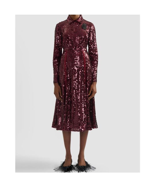 Erdem Purple Sequin A-Line Skirt