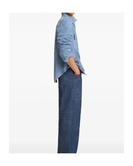Marni Blue Cut-Out Flap-Pocket Shirt
