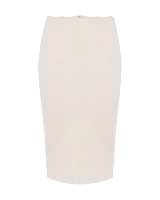 Elisabetta Franchi White Logo Patch Midi Skirt