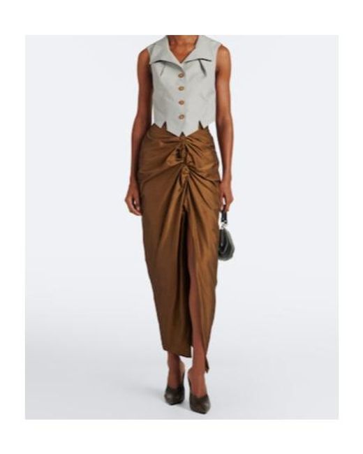 Vivienne Westwood Brown Panther Gathered Cotton-Blend Midi Skirt