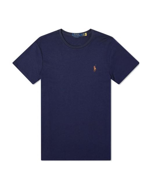 Polo Ralph Lauren Blue Logo Embroidered Crewneck T-Shirt for men