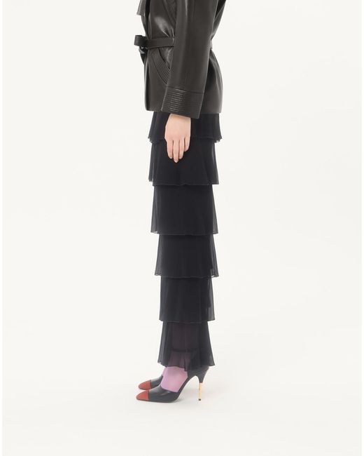Valentino Black Lightweight Georgette Pleated Trousers