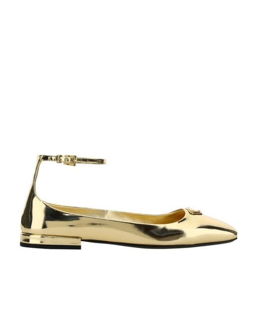Prada Metallic Leather Ballerinas