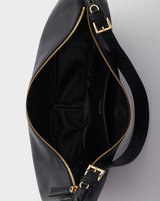 Prada Blue Triangle-Logo Demi-Lune Shoulder Bag