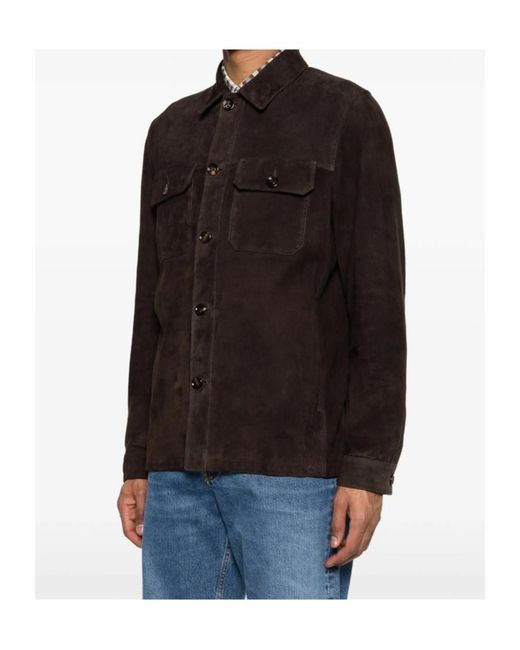 Moorer Brown Long-Sleeved Leather Jacket for men
