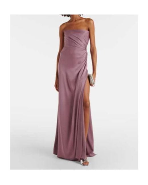 Alex Perry Purple Strapless Satin Crepe Gown