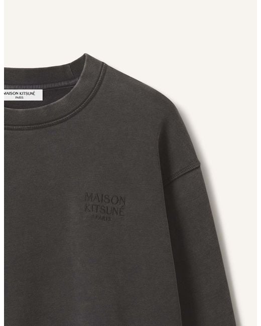Maison Kitsuné Black Maison Kitsuné Logo Crewneck Sweatshirt for men