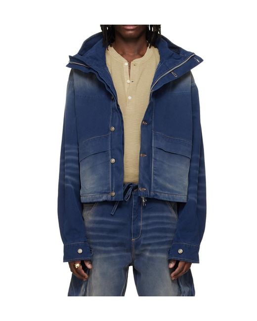 424 Blue Faded Hooded Jacket for men