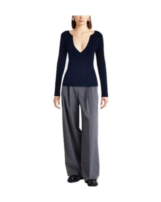 Max Mara Blue Solid Knit Sweater