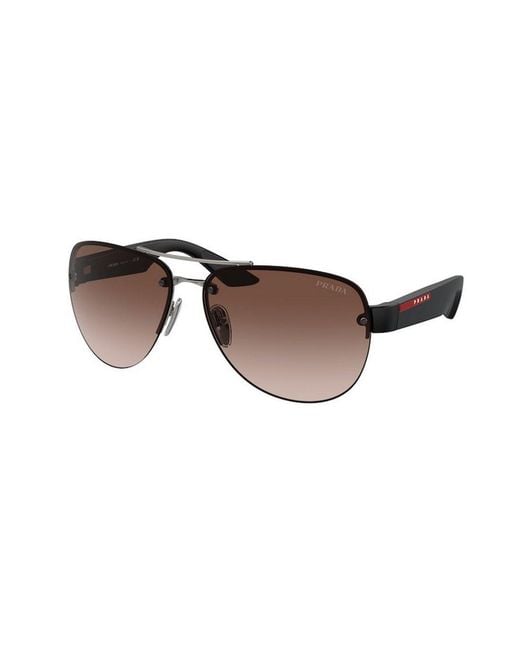 Prada Linea Rossa Brown Prada Eyewear Aviator Sunglasses for men