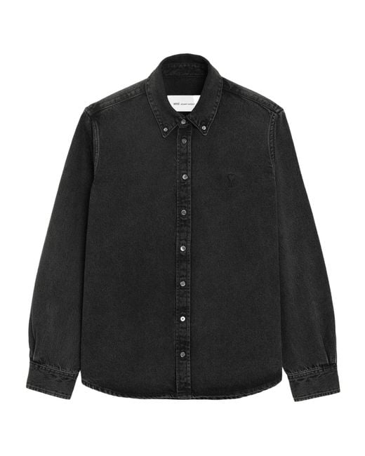 AMI Black Ami Ami De Coeur Denim Shirt for men