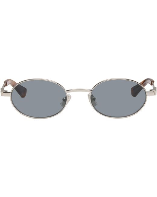 Bottega Veneta White Eyewear Oval Frame Sunglasses for men