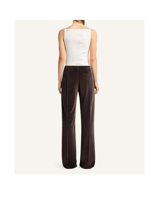 Courreges Brown Pintucked Velvet Track Pants