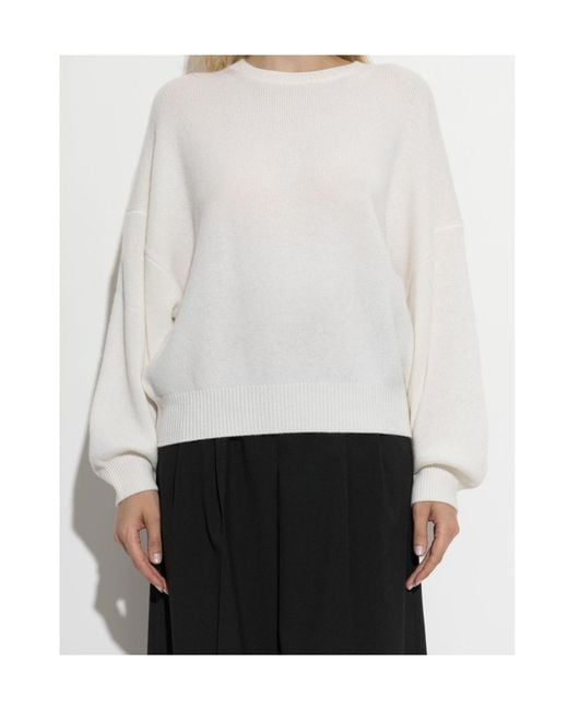 Lisa Yang White Veira Balloon-Sleeve Knitted Sweater